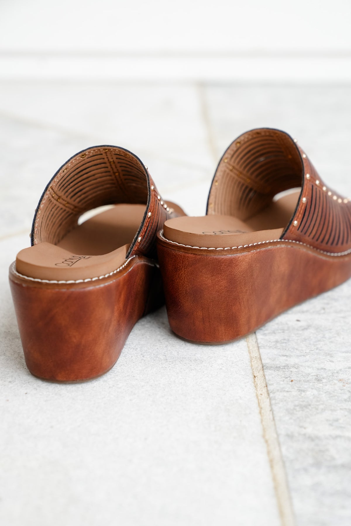 Corky's Much Better Studded Cutout Slide Wedge Sandal - Freckled Poppy