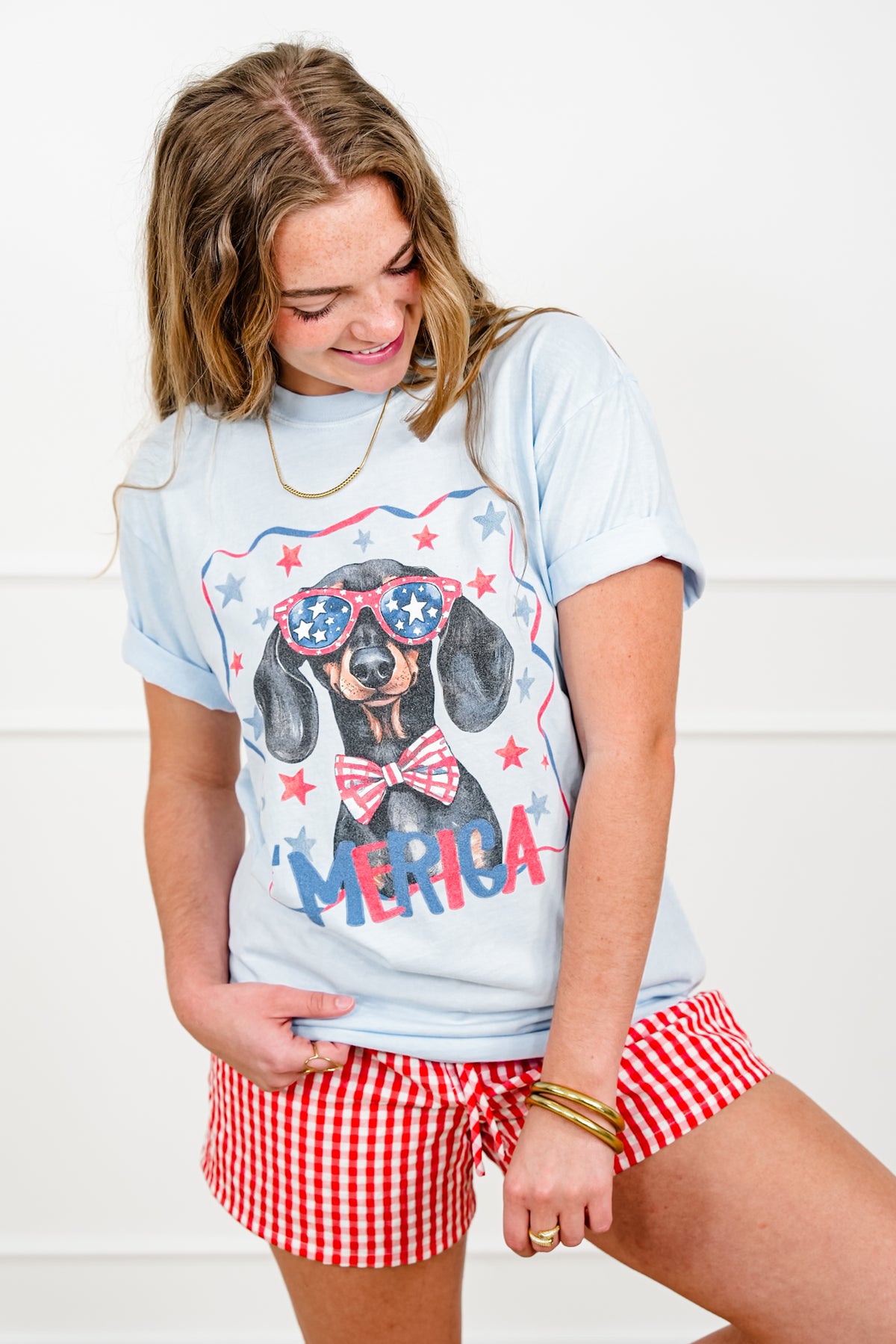 Plus/Reg Short Sleeve "Merica" Graphic Tee - Freckled Poppy