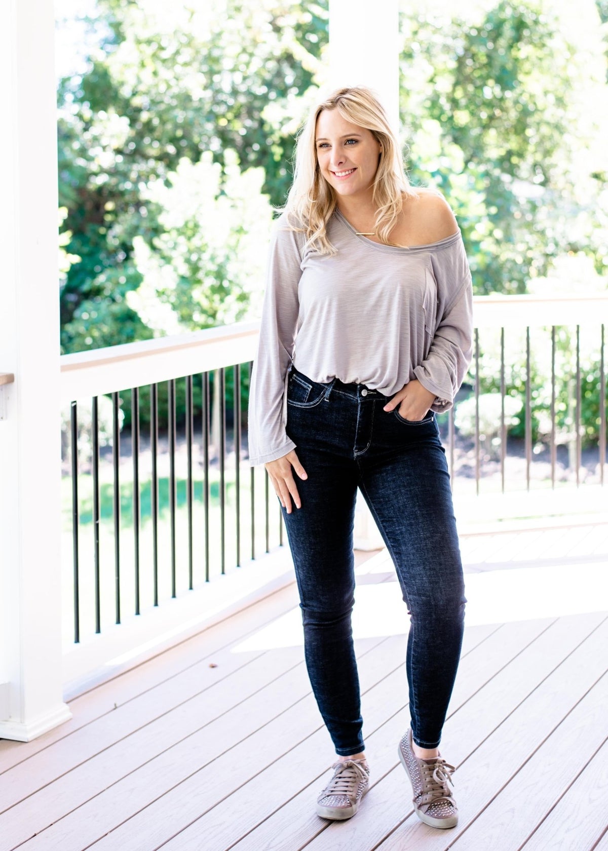 Judy Blue Tummy Control Suck it up Buttercup Dark Wash Skinny Jeans - Freckled Poppy