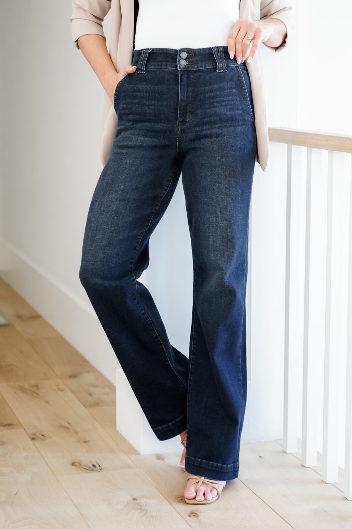 Restock! Judy Blue Multi Inseam "The Everly" Trouser Dark Wash Trouser Wide Leg Jeans