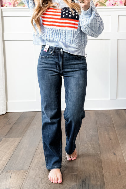 Restock! PETITE/REG Judy Blue My Obsession Dark Wash Mid Rise Tummy Control Classic Straight Leg Jeans