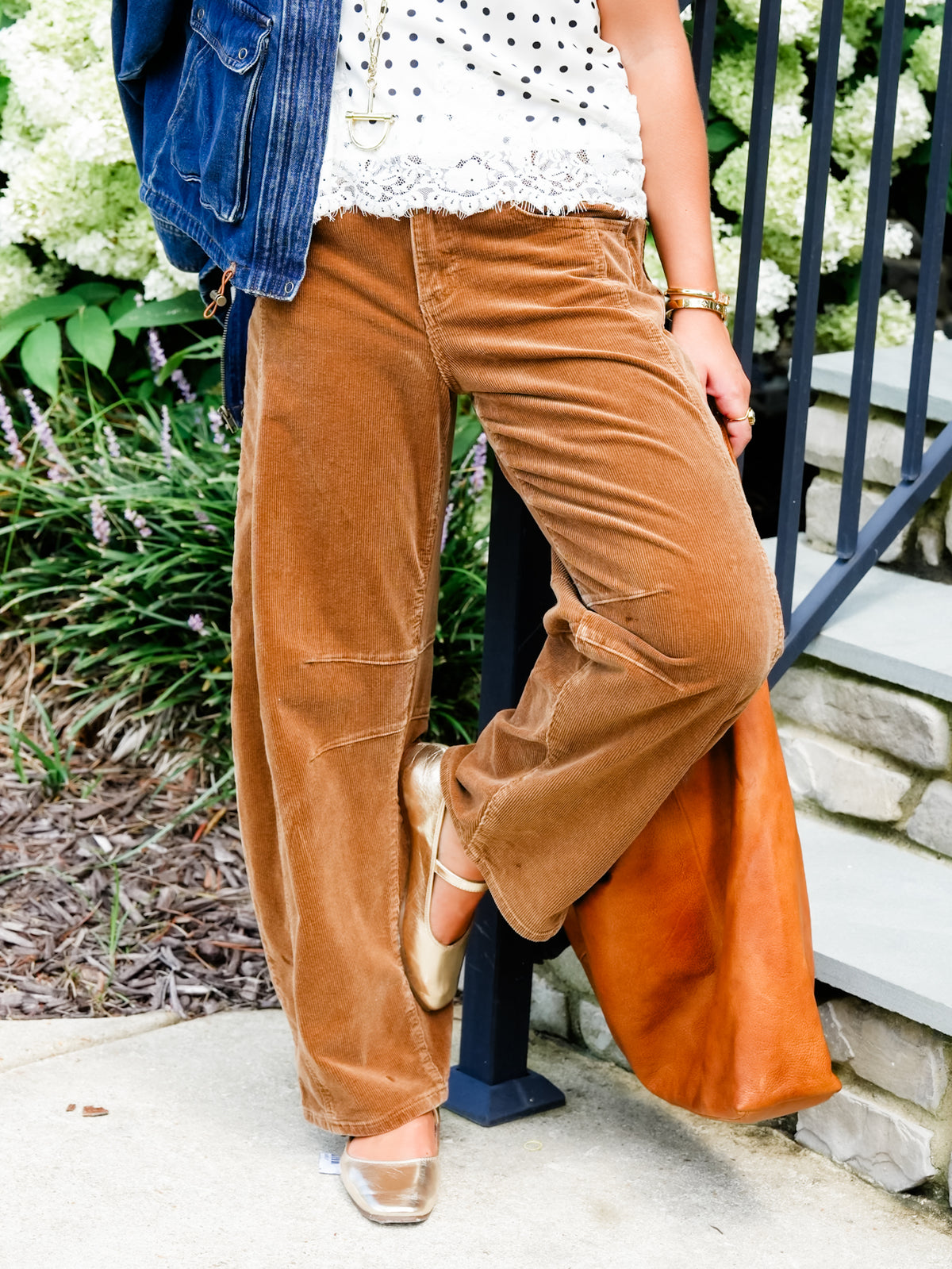 Risen High Rise Brown Corduroy Barrel Pants - Freckled Poppy