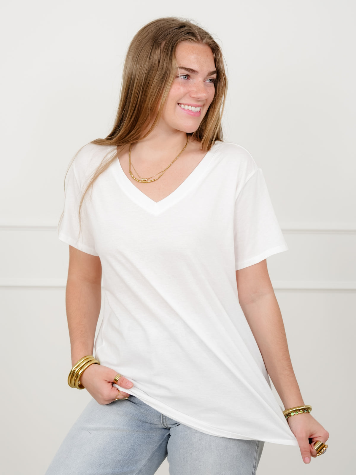 Door Buster! Plus/Reg Zenana Cotton Short Sleeve V Neck Tee - Freckled Poppy