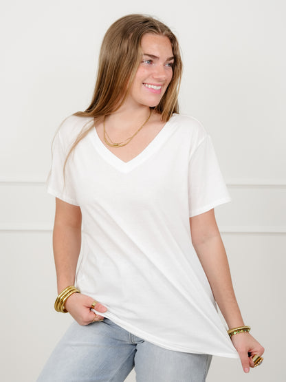 Door Buster! Plus/Reg Zenana Cotton Short Sleeve V Neck Tee - Freckled Poppy