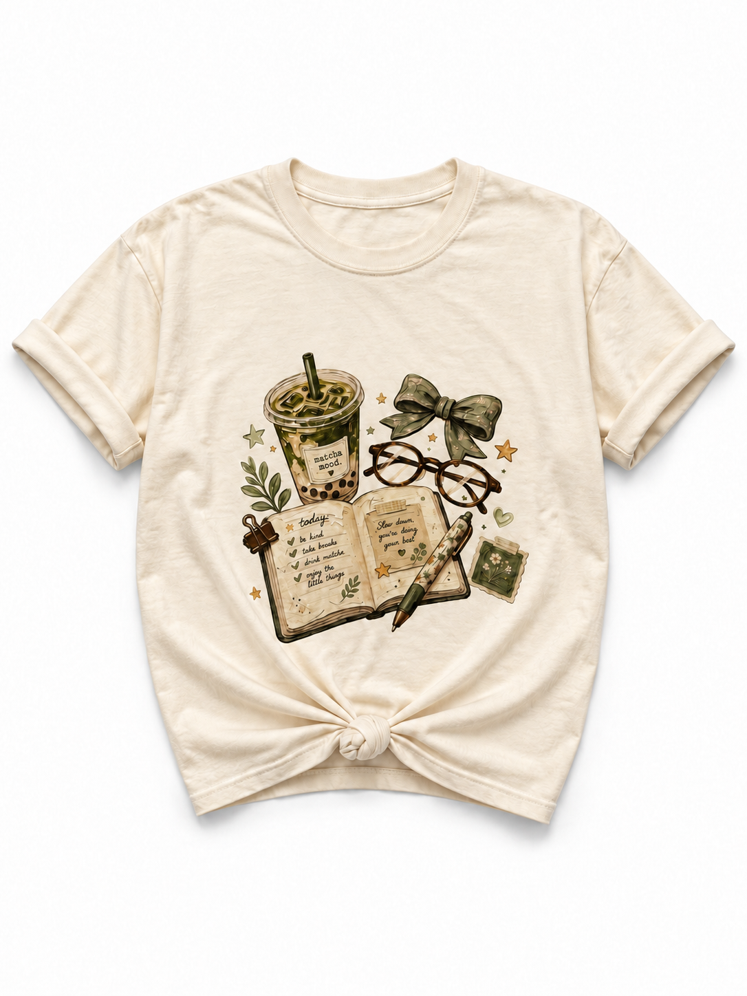 Plus/Reg Short Sleeve "Matcha Mood" Graphic Tee - Freckled Poppy