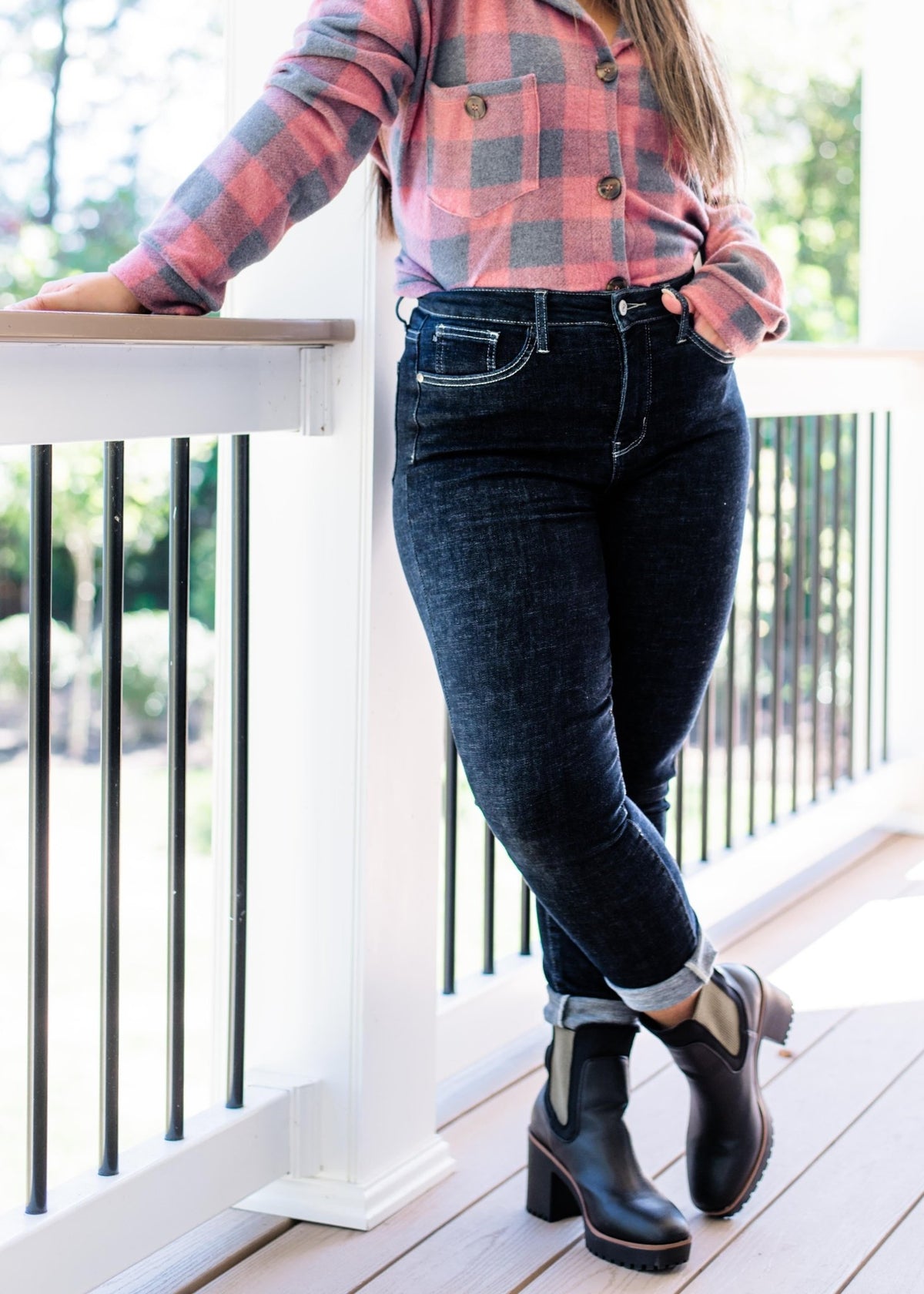 Judy Blue Tummy Control Suck it up Buttercup Dark Wash Skinny Jeans - Freckled Poppy