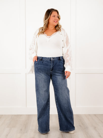 Mica High Rise Dark Wash Wide Leg Jeans - Freckled Poppy