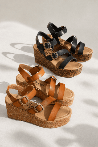 Blowfish Vegan Leather Cork Platform Wedge Sandal - Freckled Poppy