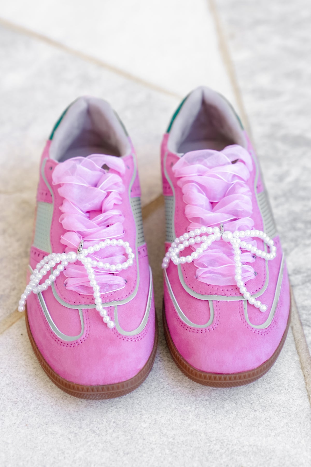 Shu Shop Lace Up Sneaker with Pearl Bow - Freckled Poppy