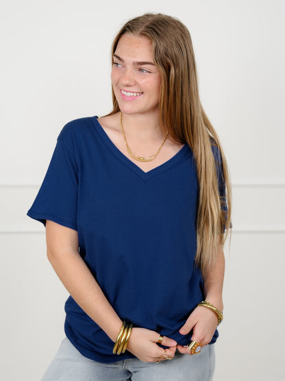 Door Buster! Plus/Reg Zenana Cotton Short Sleeve V Neck Tee - Freckled Poppy