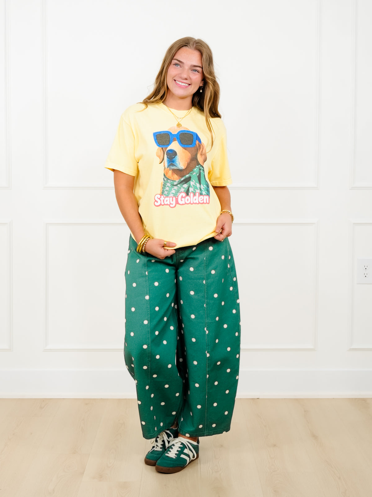 Plus/Reg Short Sleeve "Stay Golden" Graphic Tee - Freckled Poppy