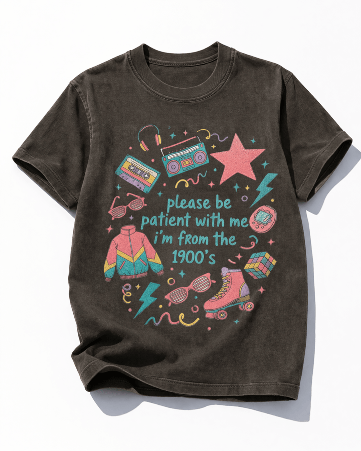 Plus/Reg Short Sleeve "Please Be Patient ..." Graphic Tee - Freckled Poppy