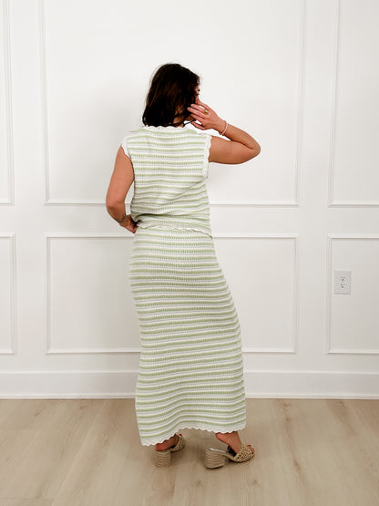 Multi Color Stripe Sweater Vest and Skirt Set - Freckled Poppy