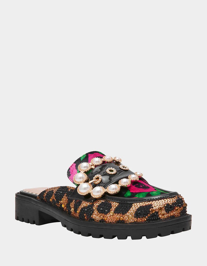 Betsey Johnson Embellished Leopard Platform Mule - Freckled Poppy