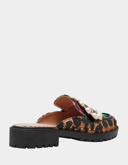 Betsey Johnson Embellished Leopard Platform Mule - Freckled Poppy