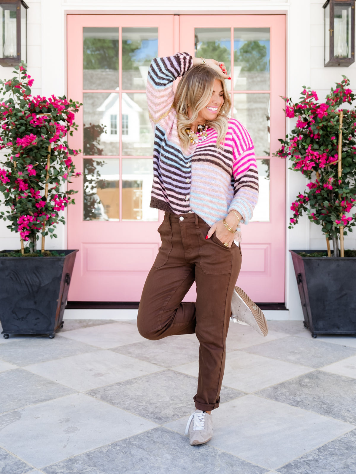 Judy Blue High Rise Mahogany Aurora Weekender Jeans with Knee Darts - Freckled Poppy