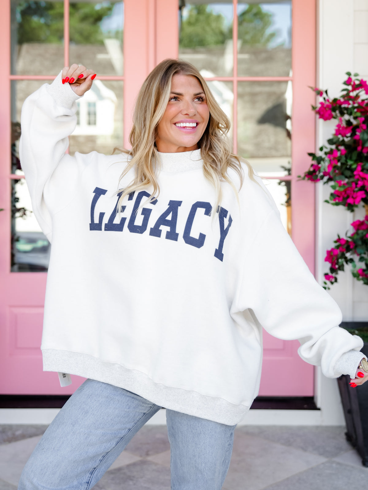 Reversible Long Sleeve Freedom/Legacy Mock Neck Sweatshirt - Freckled Poppy