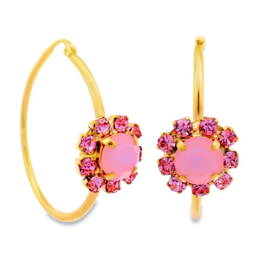 TOVA Mini Bianca Crystal Gold Plated Hoops in Petal Pink - Freckled Poppy