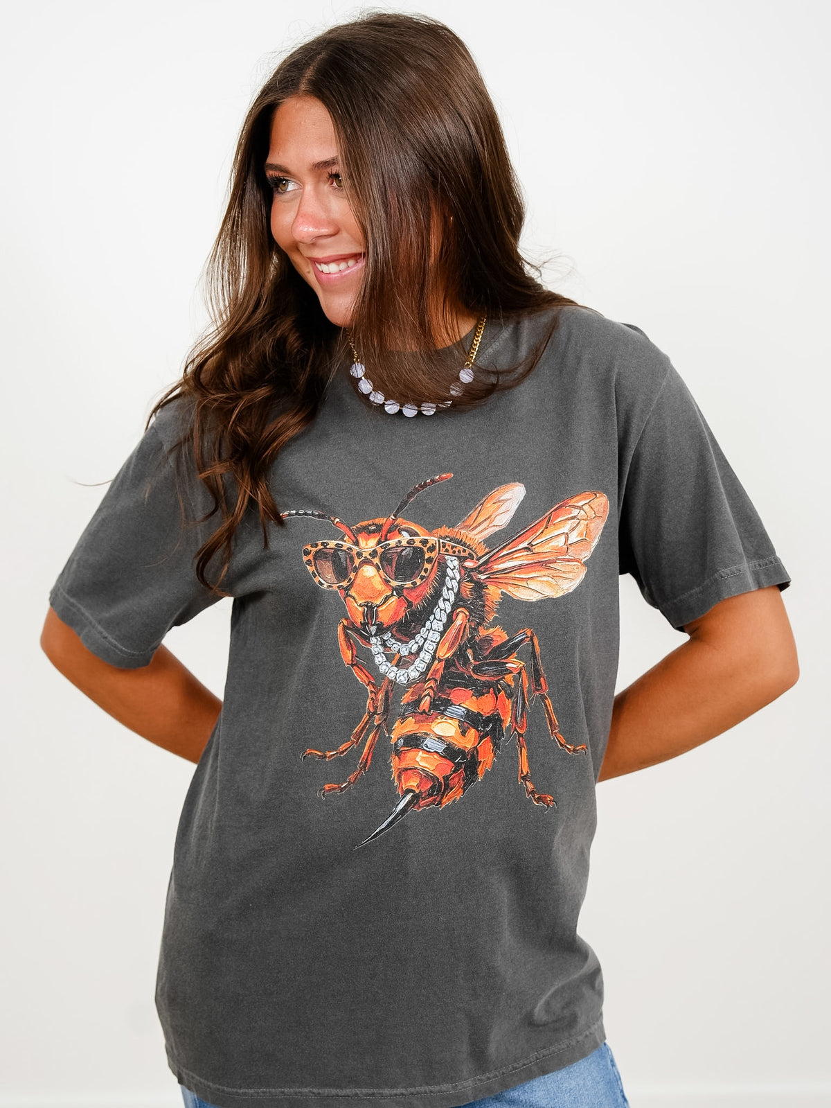 Plus/Reg Short Sleeve Glam Hornet Graphic Tee