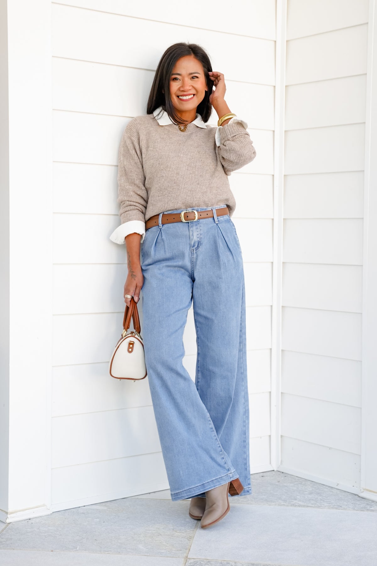 Risen The Windsor Relaxed Waist Wide Leg Jeans - Freckled Poppy