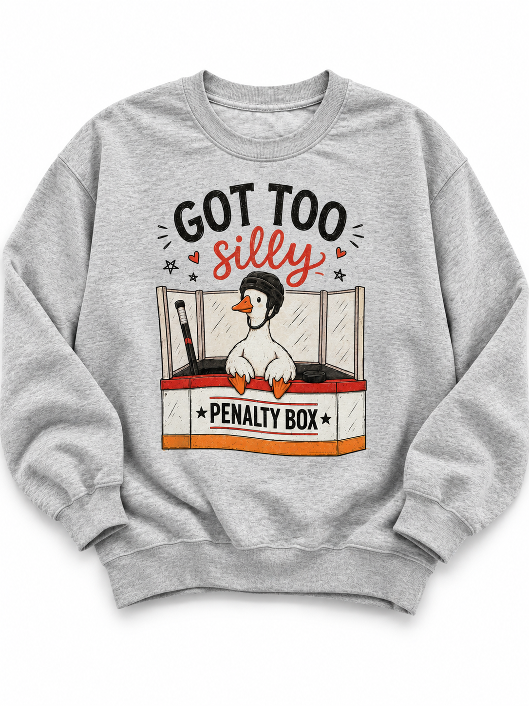 Plus/Reg Long Sleeve "Got Too Silly" Hockey Graphic Sweatshirt - Freckled Poppy