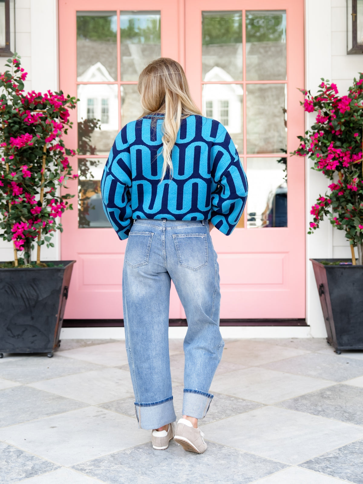 Restock! Mica The Trend Setter High Rise Light Wash Barrel Jean with Cuffed Hem - Freckled Poppy