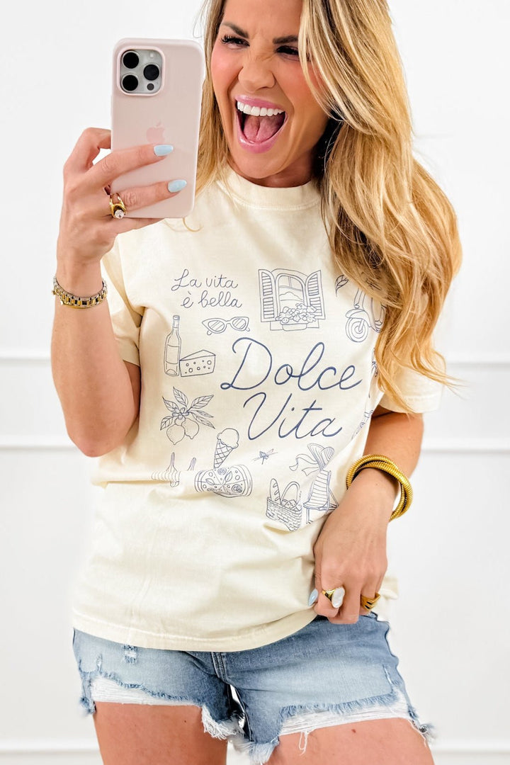 Plus/Reg Short Sleeve "Dolce Vita" Graphic Tee - Freckled Poppy