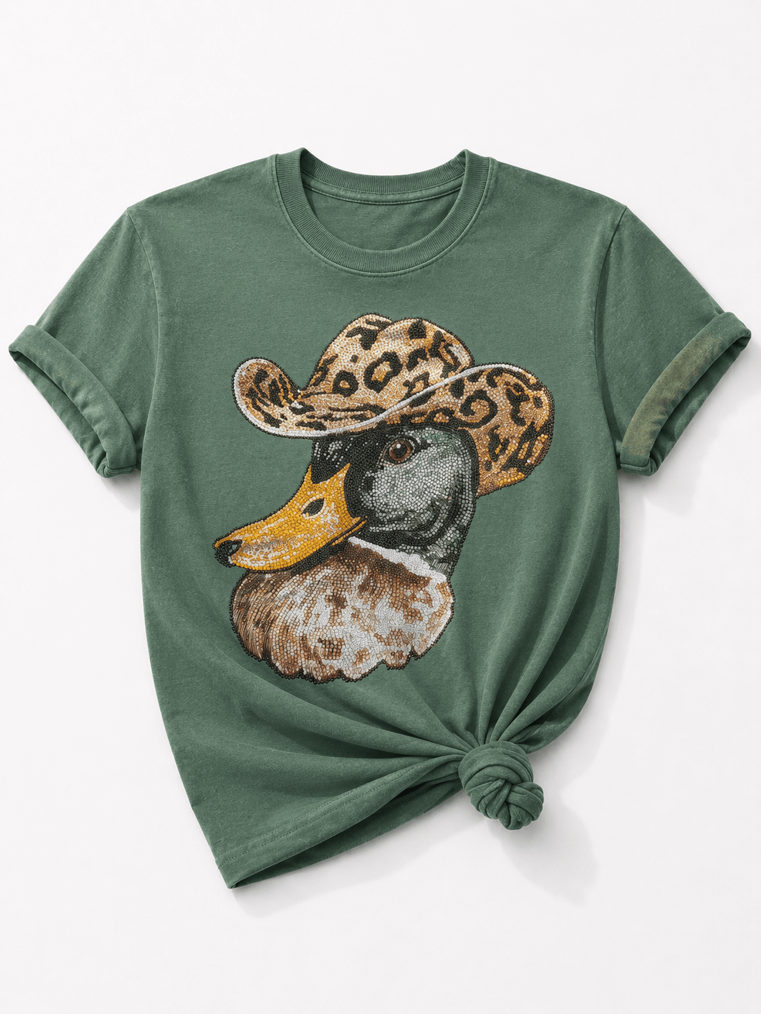 Plus/Reg Short Sleeve "Rhinestone" Western Duck Graphic Tee - Freckled Poppy