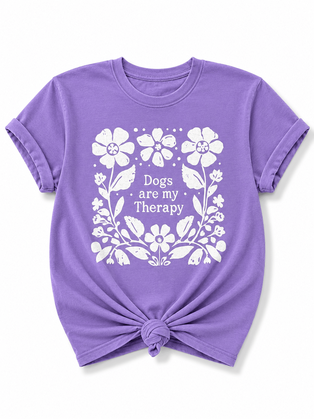 Plus/Reg Short Sleeve Dogs are My Therapy Graphic Tee - Freckled Poppy