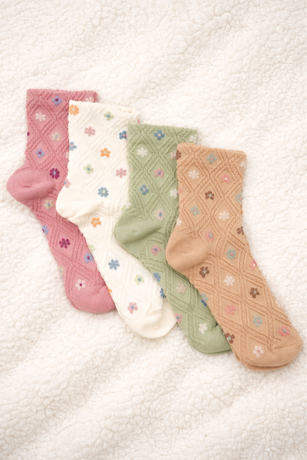 Vintage Floral Knit Socks - Freckled Poppy