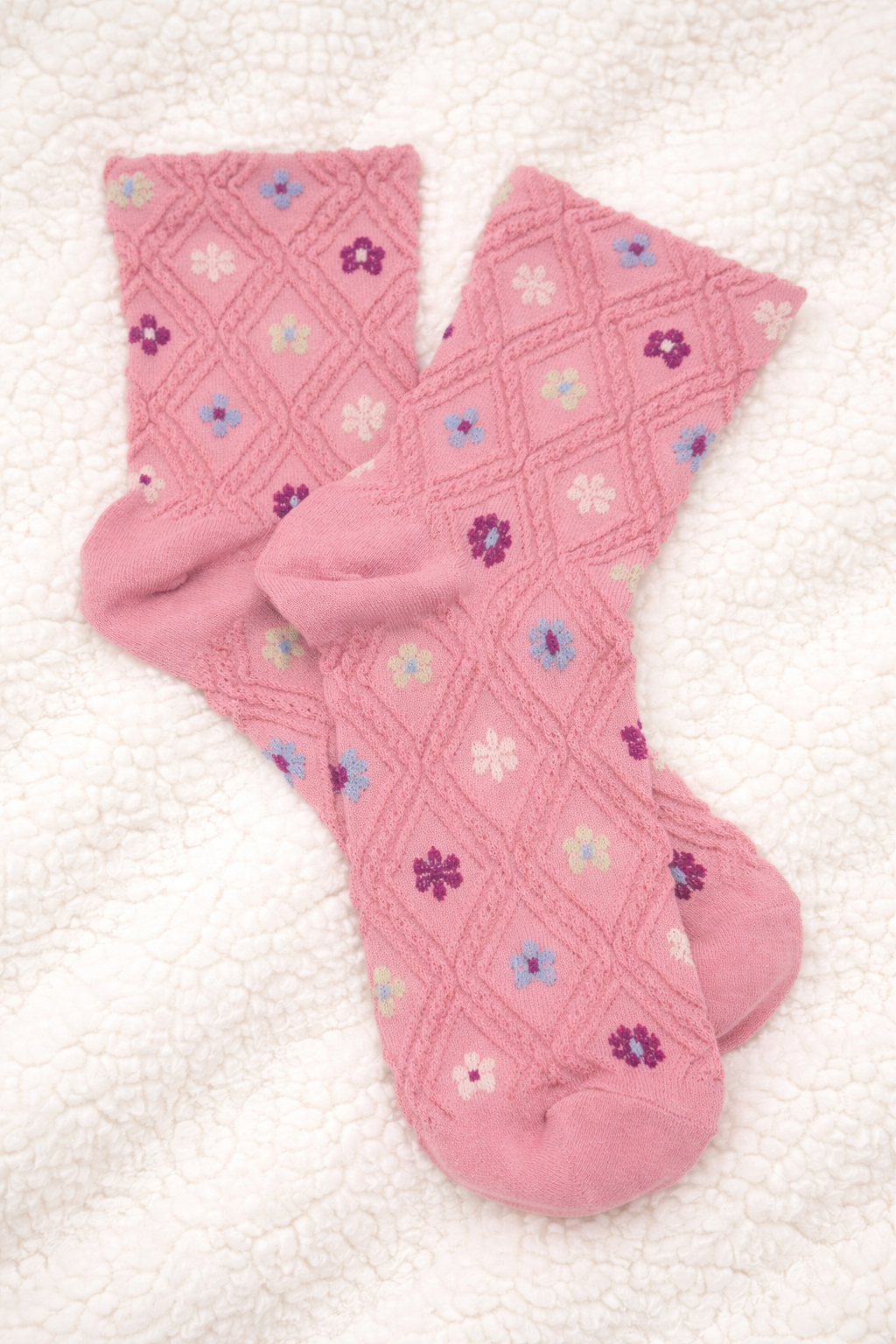 Vintage Floral Knit Socks - Freckled Poppy