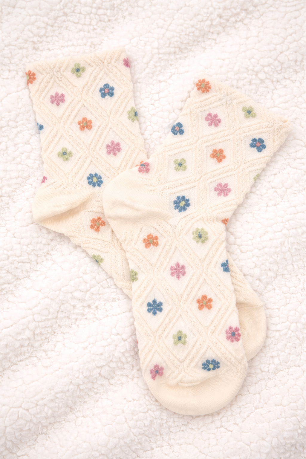 Vintage Floral Knit Socks - Freckled Poppy