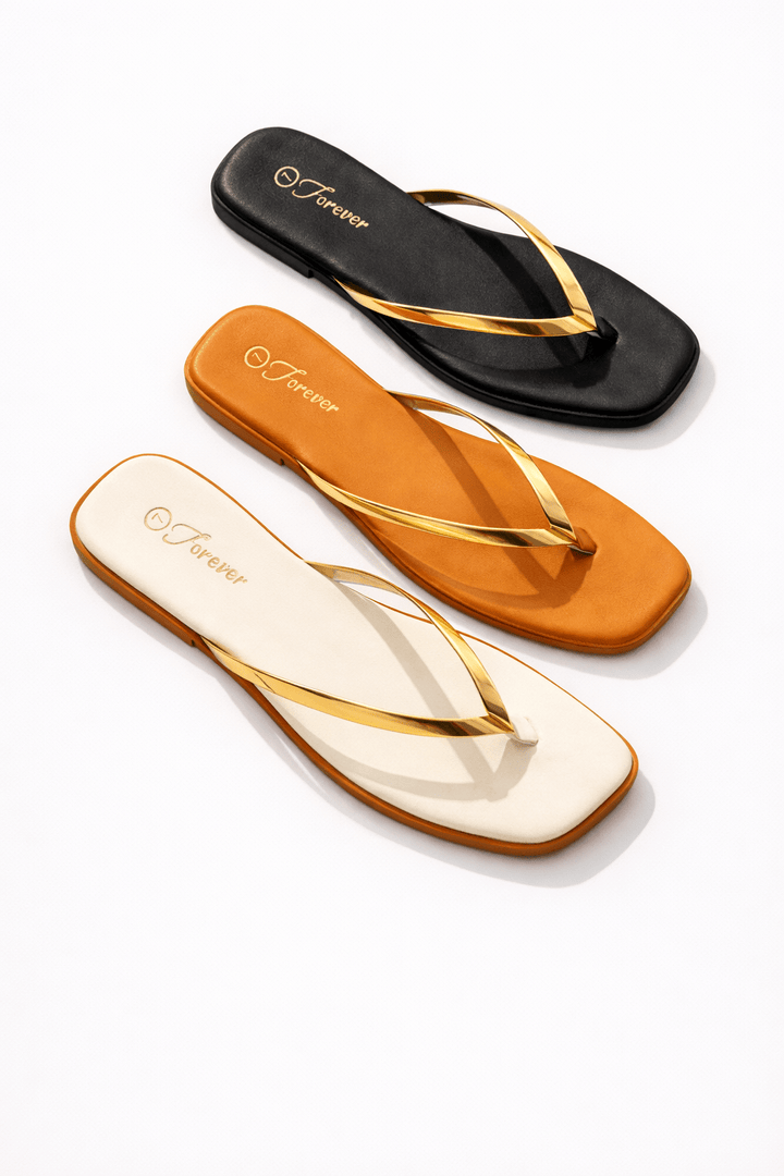 Gold Strap Thong Sandal - Freckled Poppy