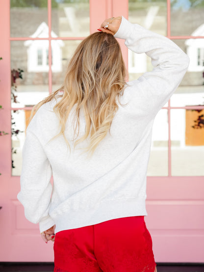 Fuzzy Santa Embroidered French Terry Sweatshirt