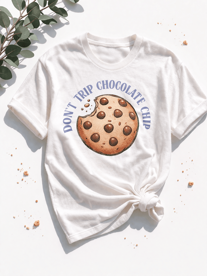 Plus/Reg Short Sleeve "Don't Trip Chocolate Chip" Graphic Top - Freckled Poppy