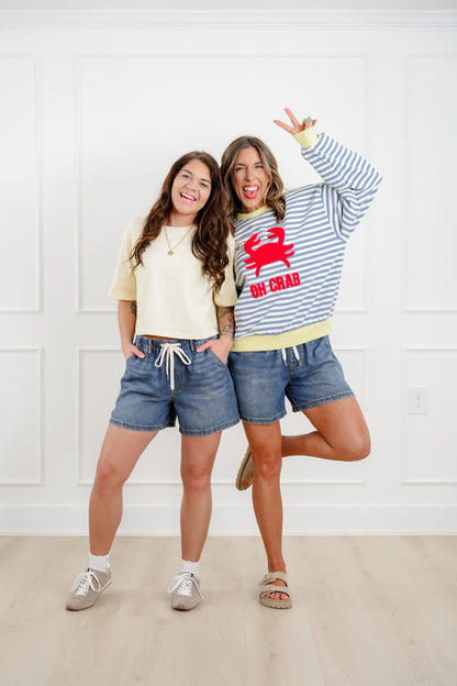 Judy Blue Medium Wash Featherweight Baggy Shorts - Freckled Poppy