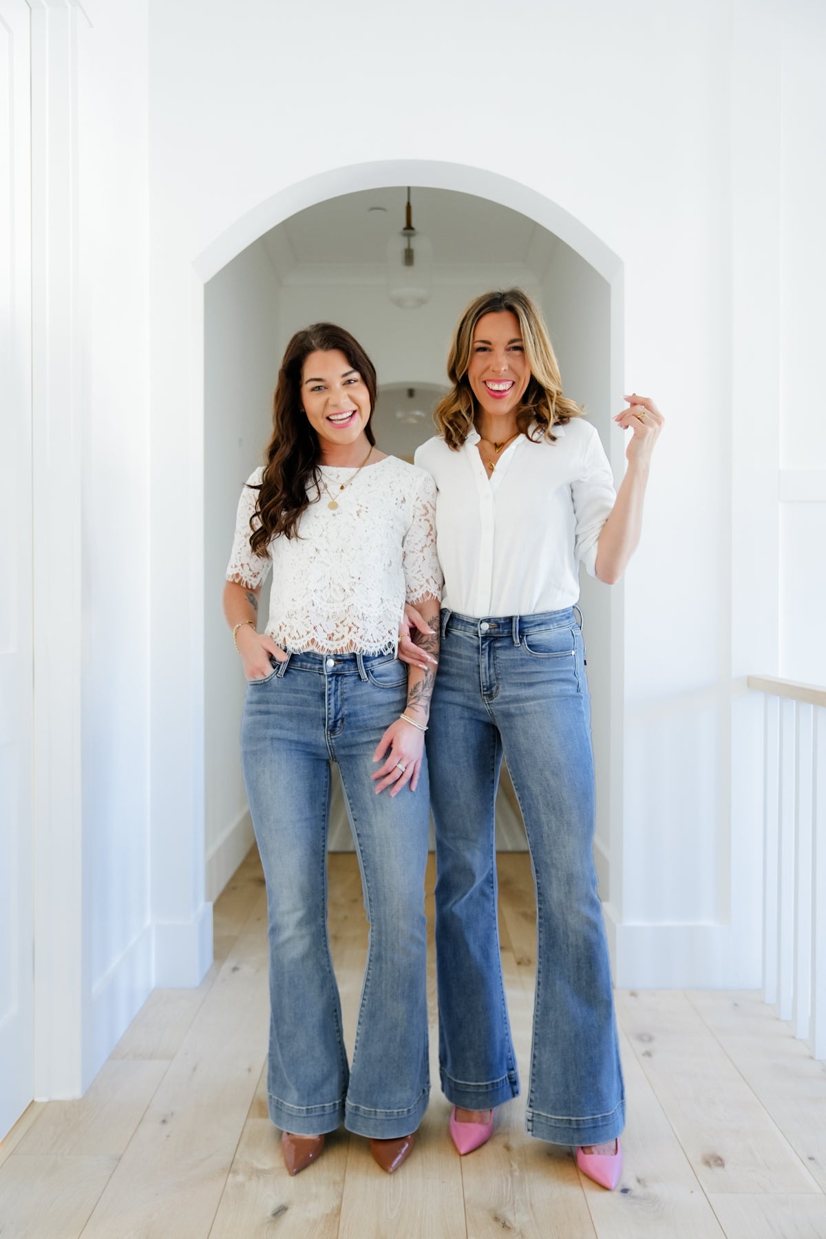 Judy Blue Multi-Inseam Mid-Rise Medium Wash Trouser Flare Jeans - Freckled Poppy