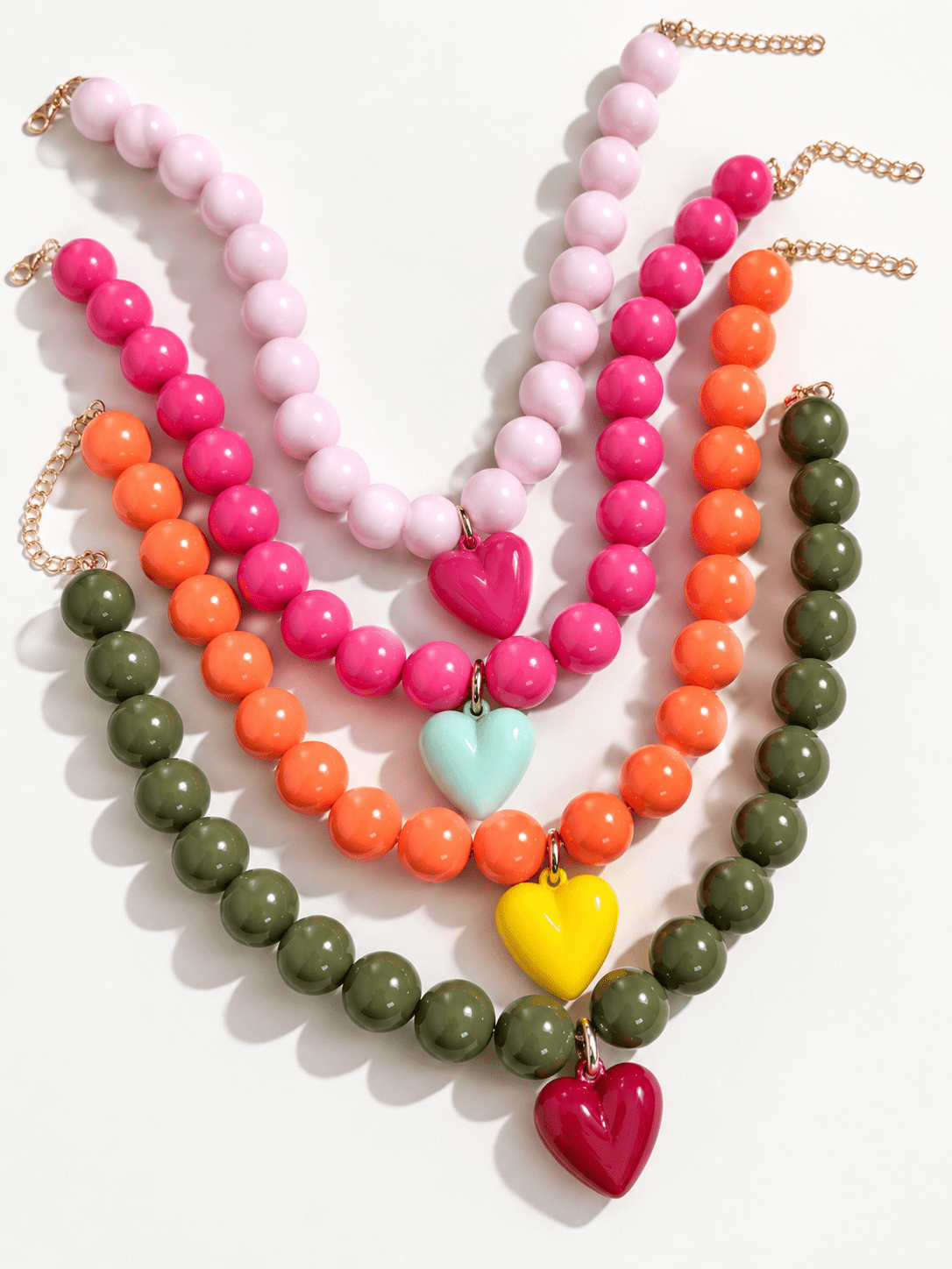 Large Beaded Sweetheart Necklaces - Freckled Poppy