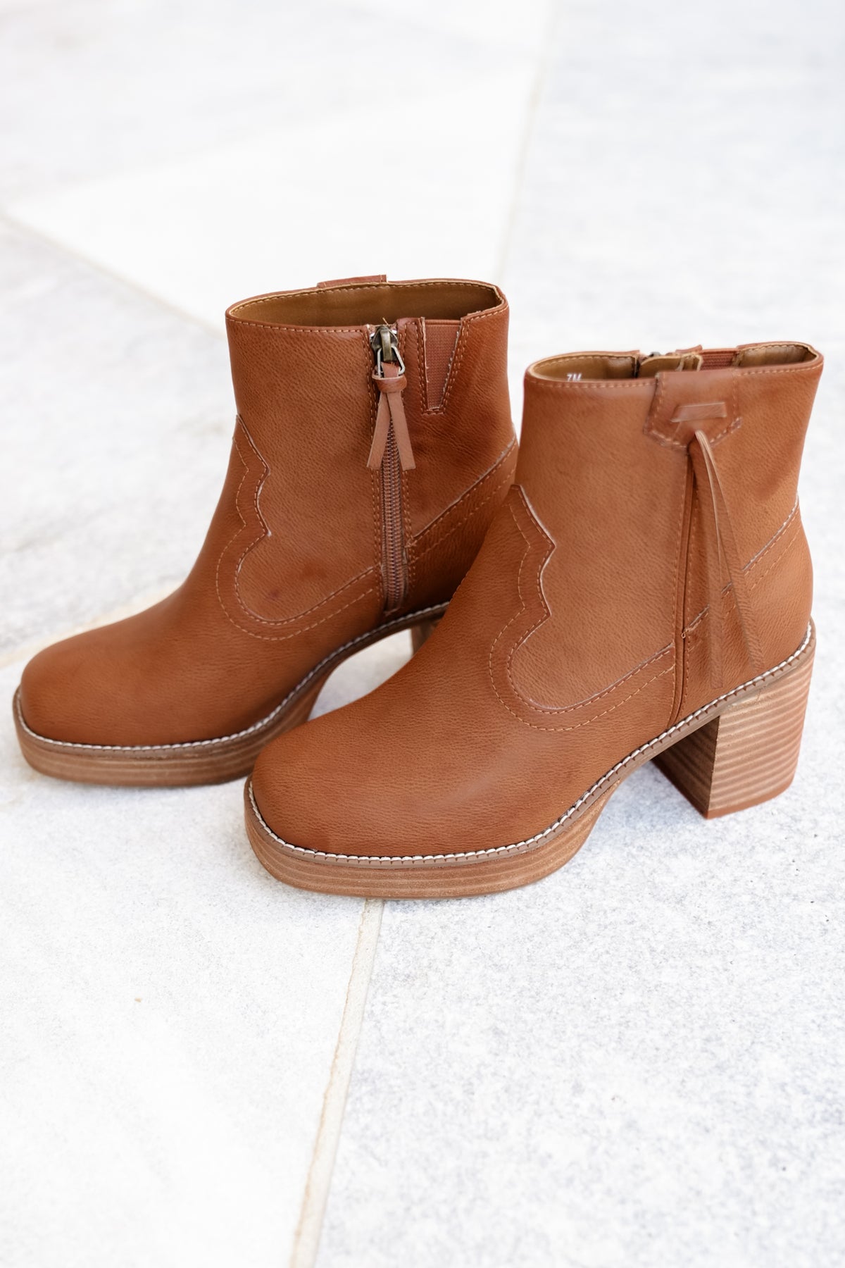 Yellow Box Western Inspired Vegan Leather Ankle Boot - Freckled Poppy