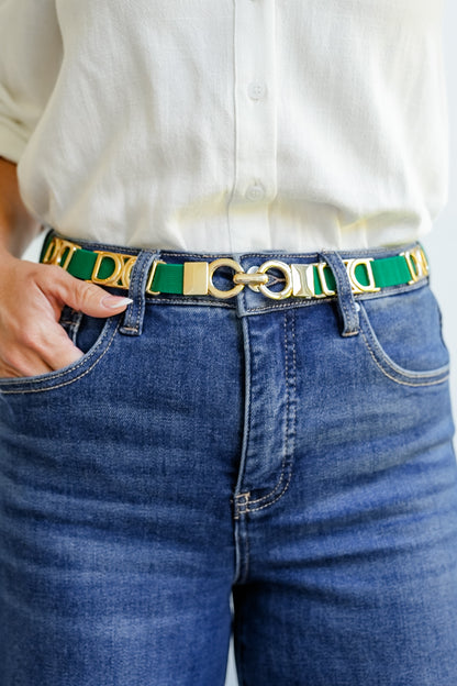 German Fuentes Stretch Belt with Half Moon Pattern - Freckled Poppy