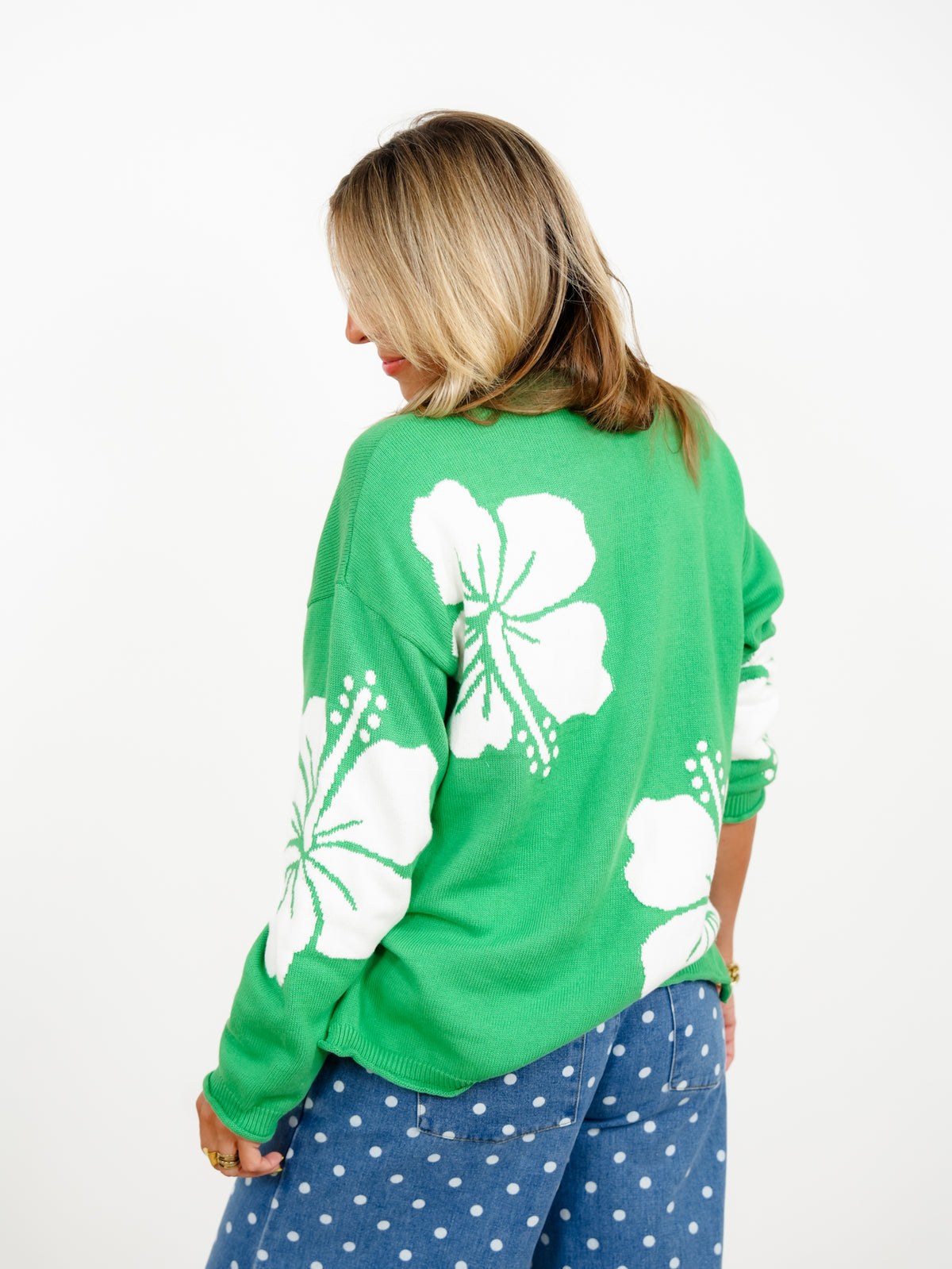 Hibiscus Floral Long Sleeve Pullover Sweater - Freckled Poppy