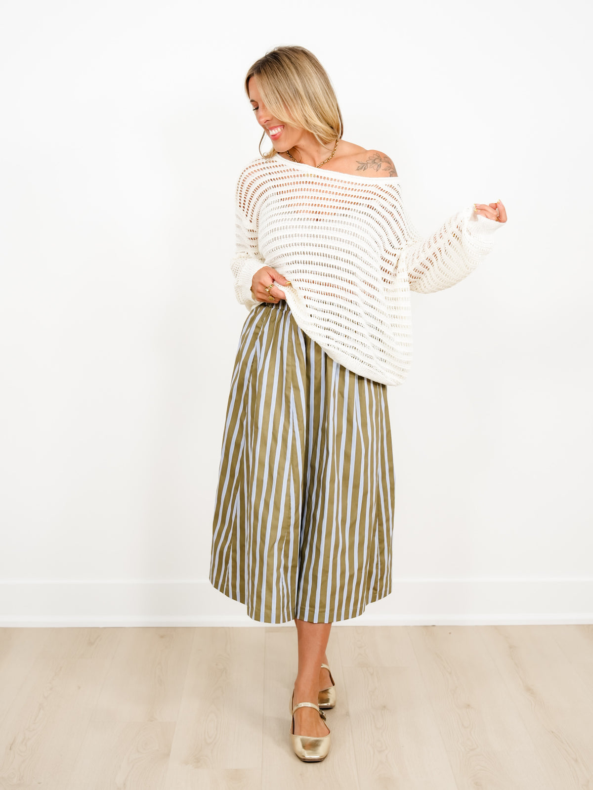 Loose Knit Long Sleeve BoatNeck Top - Freckled Poppy