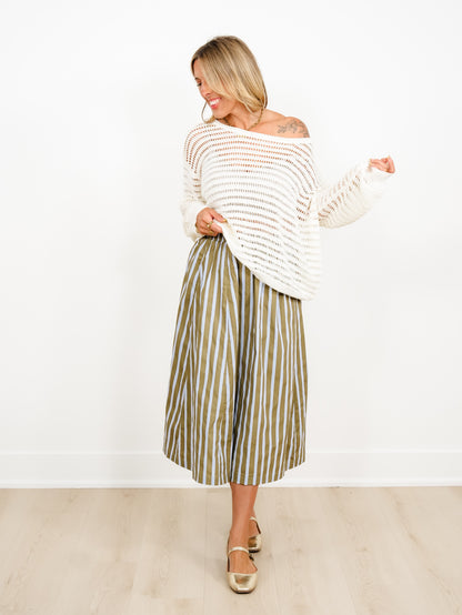 Loose Knit Long Sleeve BoatNeck Top - Freckled Poppy