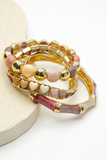 Treasure Jewels Chic Neutral Stack Bracelet Set - Freckled Poppy