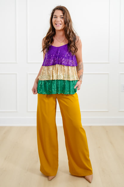 Mardi Gras Sleeveless Tiered Sequin Top - Freckled Poppy