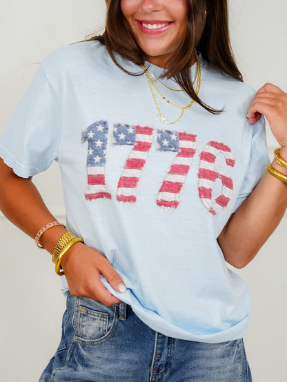 Plus/Reg Short Sleeve "1776 Stars & Stripes" Graphic Tee - Freckled Poppy