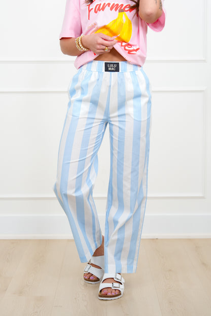 Lulu Mac Stripe Elastic Waist Pants with Side Pockets - Freckled Poppy