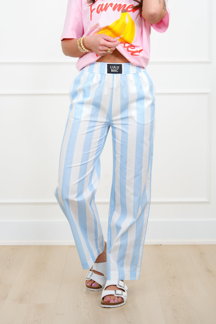 Lulu Mac Stripe Elastic Waist Pants with Side Pockets - Freckled Poppy