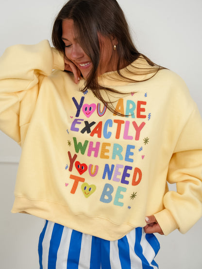 Long Sleeve Reversible "Life Is Good/You Are Exactly.." Graphic Sweatshirt - Freckled Poppy