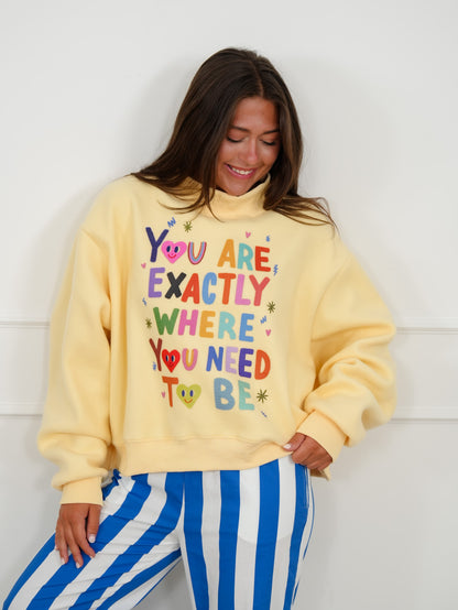 Long Sleeve Reversible "Life Is Good/You Are Exactly.." Graphic Sweatshirt - Freckled Poppy